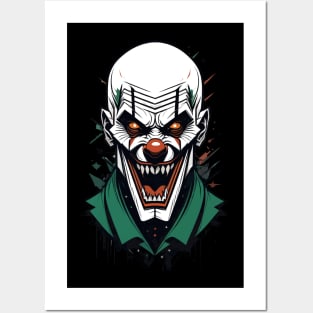 White Evil Clown Posters and Art